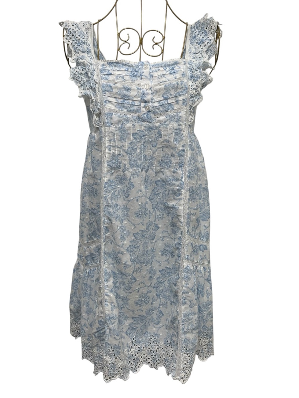 Light Blue Floral Eyelet Mini Dress - Women
